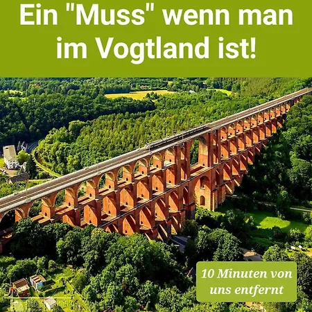 Blick Mylau - Nähe Freizeitpark Plohn&weltgrößter Ziegelsteinbrücke Apartamento Reichenbach im Vogtland